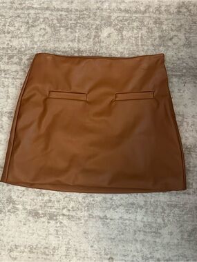 a new day Brown Faux Leather Mini Skirt